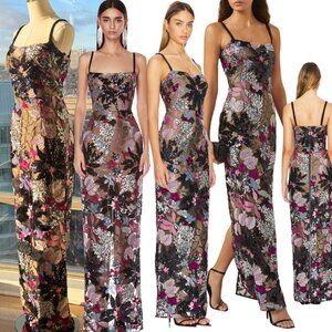 🆕 BRONX & BANCO 🧿 NWOT Dahlia Leone Embroidered Maxi Dress, Silver - Sz L US 8